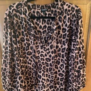 Torrid Georgette leopard tie front blouse. Size 4